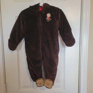 Carter's Just One You Long Sleeve Footed Monkey Hoodie Bodysuit, brown, …